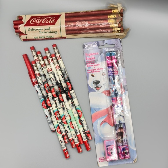 Vintage Coca-Cola Pencils & Pen Bundle – NOS 12-Pack, Polar Bear Pack + More - Picture 1 of 16